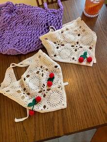 1 件可爱甜美钩针镂空樱桃头带，时尚设计发带头巾头带吸汗带，发带