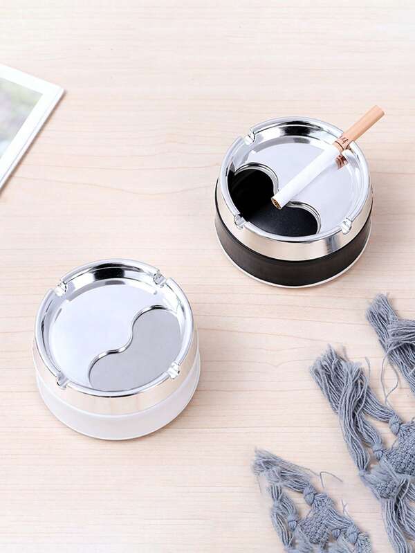 1pc Fashionable High-End Stainless Steel Ashtray, Windproof Ashtray, Suitable For Home, Office, Bar, Entertaining Guests, Friends' Gifts