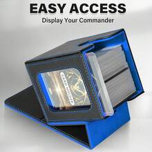 Magnetic Card Deck Box For TCG Storage, Holds 100 Double-Sleeved Cards - Black & Blue - View 3
