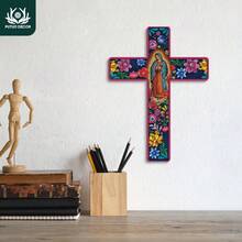 1 pezzo Decorazione da parete in legno a tema religioso messicano Putuo Decor, L'ultima cena, croce da parete in legno montata per casa, fattoria, caffetteria, regalo - Multicolore - Visualizzare 5