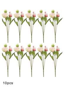 3/6/10pcs Artificial Flowers, Fake Peony Flowers Silk Flower Arrangements Decorations Plastic Flower Bouquet Decor Wedding Table Centerpieces, Artificial Peony Silk Flower Leaf Home Office Wedding Party Festival Bar Decor, Wedding Filler Flowers For DIY Cream Bouquets, Centerpieces, Bridal Shower Decorations & Arrangements