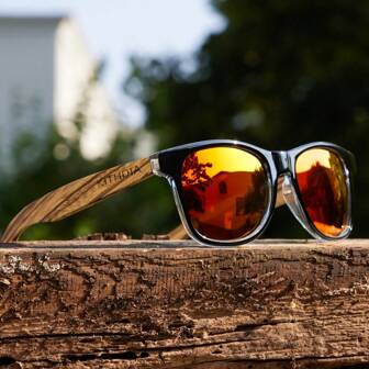 Retro Zebra Wood Polarized Fashion Glasses - Cool Style Matte Finish Frame With Wooden Temple For Men And Women With Box