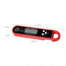 Folding Probe Digital Food Thermometer, Kitchen Smart Electronic Temperature Gauge For Cooking, Meat, BBQ, 304 Stainless Steel, Temp Range -50~300°C, Accuracy ±0.8°C, Response Time 2-3s, Uses CR2032 Battery