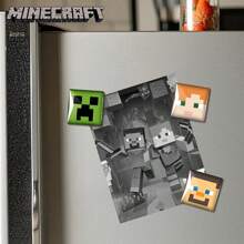 Minecraft 9PCS Minecraft Official Cute Fridge Magnets Set Creeper Steve Enderman Zombie 2 Styles Glass Decor For Kitchen Living Room Collector's Gift For Christmas Halloween Birthday Perfect For Fans Family & Friends