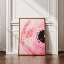 1pc Framed/Unframed Pink Vinyl Record Music Wall Art Poster Canvas Print Preppy Art Girly Room Aesthetic Decor Painting For Apartment,Living Room,Bedroom,Dorm,Modern Home Decoration - Multicolor - View 4