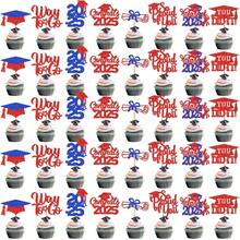 40Pcs Graduation Cupcake Toppers 2025 Graduation Decorations Class Of 2025 Cupcake Toppers 2025 Congrats Grad Cake Pick Grade Party Decorations 2025 (Blue) - Multicolor - View 1