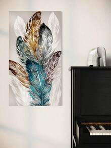 1 件，彩色羽毛墙海报帆布印刷画艺术印刷品家居装饰完美礼物防水帆布画非常适合客厅、卧室、办公室墙壁装饰墙面艺术画，可选框架