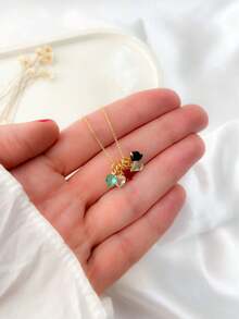 18K Gold Plated Colorful Heart Point Of Light Necklace - Clear - View 1