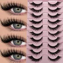 JUJU DREAM 10Pairs Manga Lashes FauxEyelashes Cat Eye Eyelashes Natural Ful False Eyelashes Volumized Eyelash Extension Travel Essentials Makeup Tools