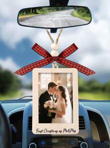 Fröhliche Weihnachten Bilderrahmen Ornamente, Weihnachtsbaum Hängedekoration, erste Weihnachten von Herrn und Frau, leere Holzbilderrahmen, Paar Bilderrahmen Ornament, DIY Foto Aufhänger für Zuhause, Weihnachts-Hochzeitsfoto Dekoration für Zuhause, Weihnachts Heimdekoration