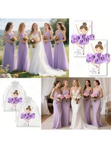 10 sets de Cadeaux de fête de ballerine comprenant 10 élastiques à cheveux chouchous, 10 cartes de remerciement de ballet. Cadeaux de fête d'anniversaire de ballerine, de représentation de danse - Multicolore - Voir 13