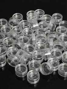 1pc/50pcs Sample Transparent Plastic Bottles, Cream Bottles Mini Cosmetic Bottle Containers Small Transparent Jars, Suitable For Storing Nail Art Accessories Powder, Suitable For Lip Balm. - Clear - View 2