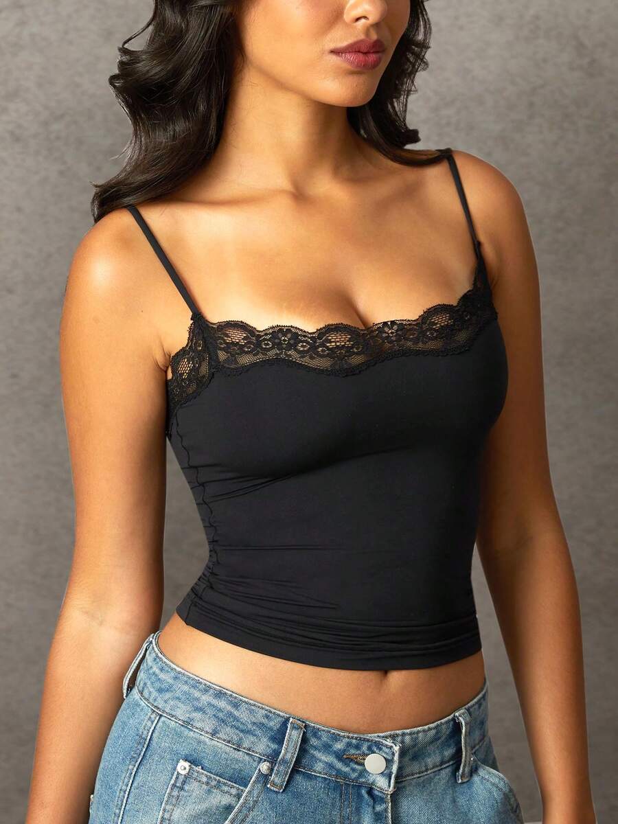 Women Crop Tops Lace Cami Top Sleeveless Tank Top Sexy Vest Tops Cute Tops Y2K Going Out Tops Summer Tops Casual Basic Festival Outfits Party Club