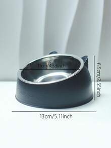 1pc Detachable Inclined Neck Protection Stainless Steel Cat Bowl - Multicolor - View 12