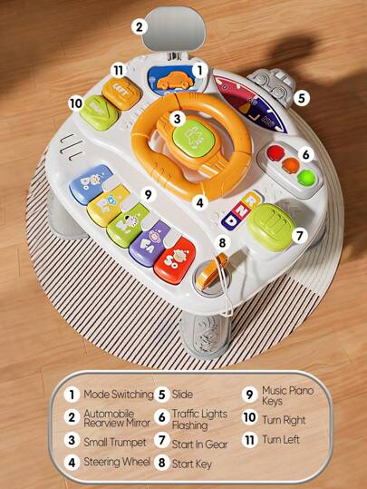 Multifunktionaler abnehmbarer Spieltisch mit Musik, Frühe Bildung Eltern-Kind Lernschreibtisch, Puzzle & Lernspielzeug Tisch für Kleinkinder