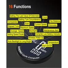 Velocímetro inalámbrico para bicicleta, ciclocomputador impermeable con soporte, velocidad y odómetro con retroiluminación automática y clasificación de impermeabilidad IPX7, apto para bicicletas de carretera y montaña. - Negro - Ver 3