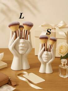 Porte-pinceaux de maquillage pour le visage blanc - Organisateurs de vanité sculptural pour pinceaux et stylos, décoration minimaliste pour la maison, accessoires de bureau et cadeaux pour la décoration d'automne, la remise des diplômes, l'anniversaire, la chambre d'étudiant et la salle de bain pour la rentrée scolaire