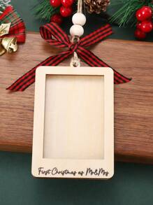 Fröhliche Weihnachten Bilderrahmen Ornamente, Weihnachtsbaum Hängedekoration, erste Weihnachten von Herrn und Frau, leere Holzbilderrahmen, Paar Bilderrahmen Ornament, DIY Foto Aufhänger für Zuhause, Weihnachts-Hochzeitsfoto Dekoration für Zuhause, Weihnachts Heimdekoration