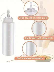 3/5/8-Piece Plastic Squeeze Bottle, 8-Ounce Leak-Proof Condiment Container For Ketchup, Mustard, Mayonnaise, Syrups, Sauces, Seasonings, Oils And Honey - Red, Yellow And White Liquid Dispensers For Ketchup Squeeze Bottles With 100% Waterproof Label