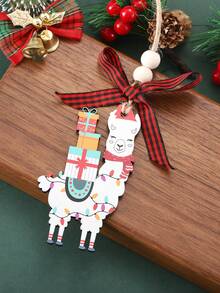 Alpakas mit Geschenken Weihnachtsdekoration, Holz-Hängedekoration für Zuhause, Weihnachtsbaum-Hängedekoration, Dekoration für Zuhause, Büro, Party, Weihnachtsgeschenk-Ornamente, Weihnachtsbaum-Hängedekoration, Weihnachtsdekoration für Zuhause