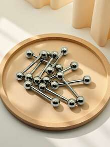 Set de 10 piezas de anillos de lengua, barras y tachuelas con bola de acero inoxidable sencillo, joyería de perforación corporal adecuada para uso diario de mujeres y hombres