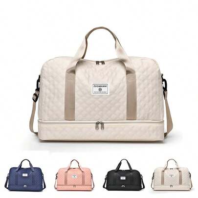 Solid Color Unisex Travel Luggage Zipper Tote Bag, White Multifunctional With Independent Shoe Compartment, Large Capacity For Easy Outdoor Storage, Lightweight Shoulder Bag Traveling Bag Travelling Organizer Outfit Airport Travel Clothes Travel Stuff Luggage Bag Christmas Gift Ideas Women Girls Xmas Gifts For Mum Birthday Gift Mom Friend Gym Bag Sport Bag Training Pack For Vacation Holiday Thanksgiving Day Thank You Gifts
