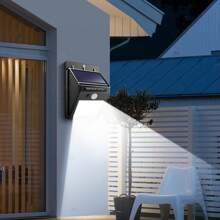 1/2/4pcs Outdoor Solar Lights,Easy To Install LED Wall Lights,Patio Lights With Motion Sensors,Solar Security Lights,Solar Powered Floodlights,3 Working Modes Street Lights,Wireless Outdoor Wall Lights,Suitable For Garden Lights,Porch Lighting,Garage Spotlights, Terrace Light