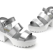 Women Minimalist Platform Slingback Sandals, Open Toe Punky Chunky Summer Sandals For Beach, Vacation - Bạc - Xem 3