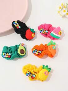 1pc Sweet & Fashionable Dopamine Fruit Decor Fabric Hair Clip For Girls