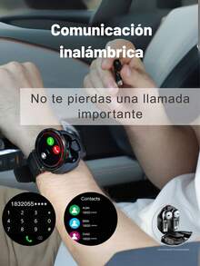 Reloj inteligente 2 en 1 EFFEOKKI con auriculares integrados para hombres, popular reloj de fitness con auriculares, auriculares integrados, alarma, NFC, diseño de alta calidad 2 en 1, compatible con iPhone y Android - negro azabache - Ver 6