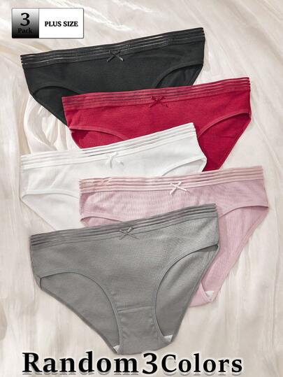 3 pezzi di biancheria intima casuale in 3 colori, di taglia grande, comoda e traspirante per le donne