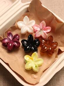 6 piezas de Pinzas para el cabello de mujer - Accesorio para el cabello de plástico con flor de unicolor, de colores suaves y vibrantes, diseño ligero para uso diario, viajes, vacaciones en Hawái y regalos del Día de San Valentín, lindos adornos para el cabello, regalos de moda, accesorios elegantes Pinza de verano para el cabello Clip de mandíbula para el cabello