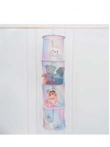 1 件可折叠毛绒娃娃悬挂收纳袋，4 层网状收纳篮，节省玩具、手套、帽子、袜子的空间，尺寸 110 厘米 X 30 厘米