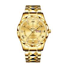 YaLaLuSi 1 pièce Montre à quartz de luxe de couleur dorée de la marque YaLaLuSi. Conception du boîtier résistante et de couleur vive, décorée de strass. Cadran simple avec aiguilles lumineuses et fonction calendrier. Convient pour le travail, les affaires, l'usage quotidien, les fêtes. Cadeau idéal pour la famille, les amis, anniversaire, vacances.
