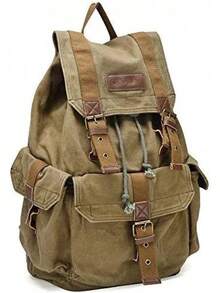 Gootium Canvas Backpack - Vintage Outdoor Backpack Travel Daypack - Small Khaki - View 2