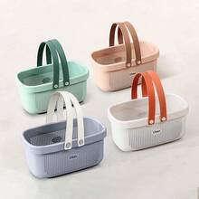 Cesta De Almacenamiento De Ducha Portátil De Plástico,Cesta De Almacenamiento De Plástico Con Asa,Adecuada Para Baño,Cocina,Dormitorio,Gimnasio - Gris 31,5 x 17,8 x 15,6 cm - Ver 7