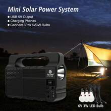 1 pieza Generador solar portátil con batería recargable de 3600mAh, puede conectar el teléfono para reproducir música y proporcionar iluminación, adecuado para uso doméstico, al aire libre, camping y caravanas