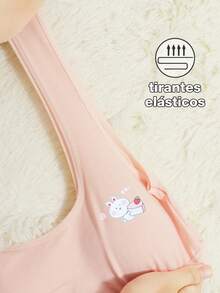 3Pzs Sujetador para Pubertad Seguridad de Algodón para Niñas con Almohadilla - Sujetador Cómodo, Elegante y de Alta Calidad para Niñas en Desarrollo de 8 a 14 Años - Albaricoque+Amarillo+Azul - Ver 8