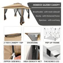 SANOPY Garden Gazebo 3x3 Waterproof Stable Winterproof, 3.65x3.65m Pop Up Gazebo With Mosquito Net, Double Roof Foldable Gazebo, Folding Gazebo With Sandbag For Backyard, Lawn - 棕色 - 查看 4