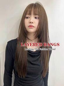 自然直发合成分层刘海高温纤维夹式全刘海带发绺 12 英寸 - 彩色 - 查看 3