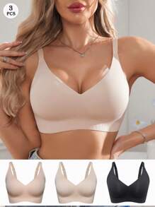 Set de 3 sujetadores de gel sin aros, suaves y cómodos para mujeres