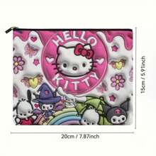 Sanrio 1pc For Hello Kitty Large Cosmetic Bag - Vibrant Pink With Playful Design, Polyester, Perfect For Skincare, Makeup & Travel Essentials - Ideal Christmas, Valentine's Day & Birthday Gift, Makeup Storage | Playful Pattern Bag | Bag, Cosmetic Travel Bagvacation Summer Holiday Back To School School Stuff Bag For School Travel Bag For Women Makeup Bag For Travel
