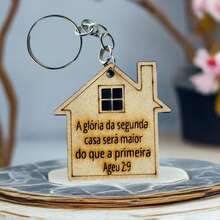 MDF House Keychain, 50 Units, Decoration, Souvenirs, Church - 鏽棕色 - 查看 2