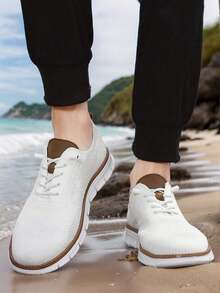 Pantofi sport minimalisti pentru bărbați, vara 2025, casual, confortabili, respirabili, antiderapanți, pantofi de mers pe jos în aer liber, adidași sport din plasă, potriviți pentru toate ocaziile - alb - Vizualizare 2