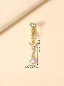 Khuyên rốn giả hình bướm dành cho nữ, không cần xỏ lỗ. - Vàng - Xem 4