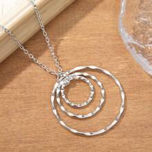Bohemian Fashion Simple Multiple Circle Pendant Hammered Engraved Versatile Jewelry For Women, Holiday Gift, Daily Wear