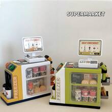Conjunto de cajero de supermercado para niños, juego de educación financiera Montessori para niños de 1 a 6 años, de ABS lavable, juego de roles de vida familiar, regalo de cumpleaños, herramienta de enseñanza para la práctica de la vida preescolar