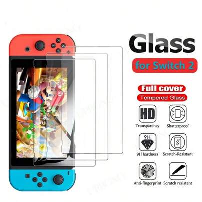 Vidrio templado protector para 2, 2 películas protectoras de pantalla anti-arañazos compatibles con accesorios de cristal para Switch 2