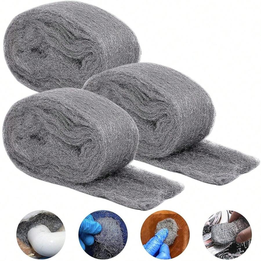 3m Roll Steel Wool Mice Hardware Cloth - 0000 Coarse Wire Wool Gaps Blocker, Hole DIY Fill Fabric Kit Can Stop Rats, Insect, Pest - Grey - View 1