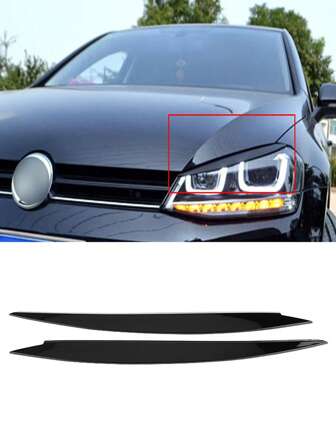 2pcs For VW Golf 7 Vii Gti GTd R MK7 2013-2017 Headlight Eyebrow Eyelid Cover Trim ABS Carbon Fiber Striking